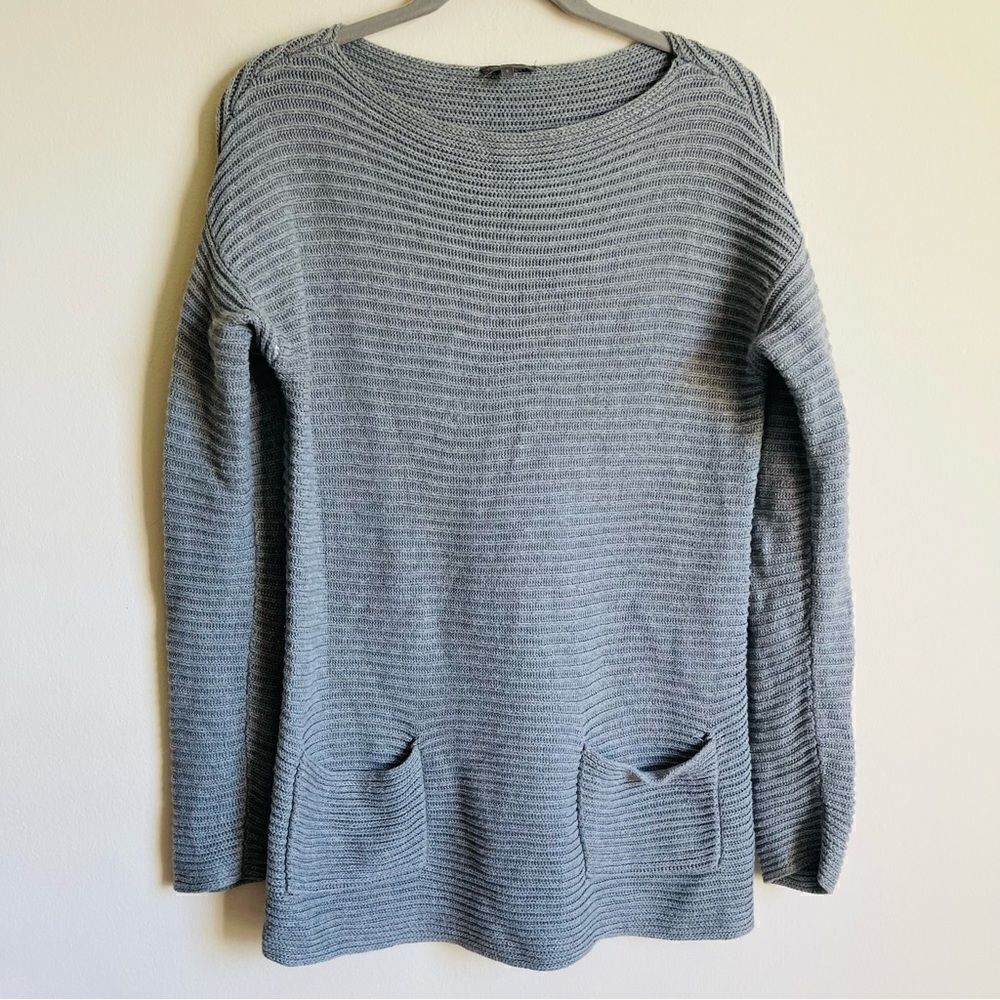 Vince Camuto Gray Front Pocket Thick Knit Sweater Dress S
